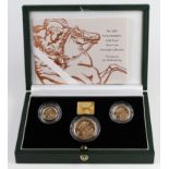 Three Coin set 2000 (Two Pounds, Sovereign & Half) FDC boxed as issued