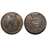 Error Coin : GB Queen Victoria Halfpenny 1890 misstrike, EF trace lustre.