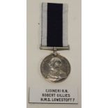 Royal Navy L.S.G.C. (GeoV, Admiral bust) to 344673 Robert Gillies, Joiner served on H.M.S.