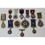 Masonic and Buffalo Medals, etc, all silver hallmarked, gilt and enamelled (12)