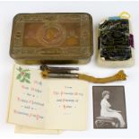 An interesting Princess Mary's Gift Tin. The bottom scratched 'FROM J.GILLILAND 4. S.A.M.R.' (