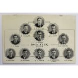 Bromley FC Postcard 1936/37, unusual format with small circular vignette of each player in