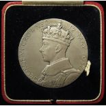 George VI Coronation 1937 official large silver medal by P. Metcalf, Eimer 2046, EF with original