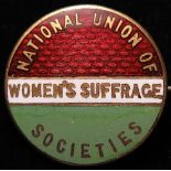 Suffragette enamel badge - National Union of Womens' Suffrage Societies. Maker - W.O. Lewis,