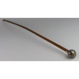 Norfolk Regt swagger stick with silver hallmarked 'ball top' (London 1917).