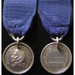 Greenwich Hospital School silver medal to Jas Carrall, Reward 1857. With copy service records, lived
