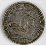 Portugal silver 10 Escudos 1933 VF, edge knock.