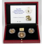 Three Coin set 1994 (Two Pounds, Sovereign & Half) FDC boxed as issued