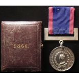 Westmorland & Cumberland Yeomanry Cavalry medal, silver, unnamed as issued, 38mm. With 1866 dated