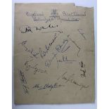 Autographs - England v Scotland 6th April 1957 on headed paper from Headon Hall. Including Duncan