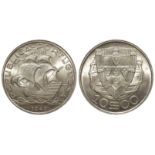 Portugal silver 10 Escudos 1948 lightly toned UNC