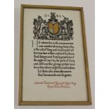 WW1 framed Casualty Scroll to 198406 Gnr Frederick Reginald Hugh King 7th Res RA, Died at Home 24/