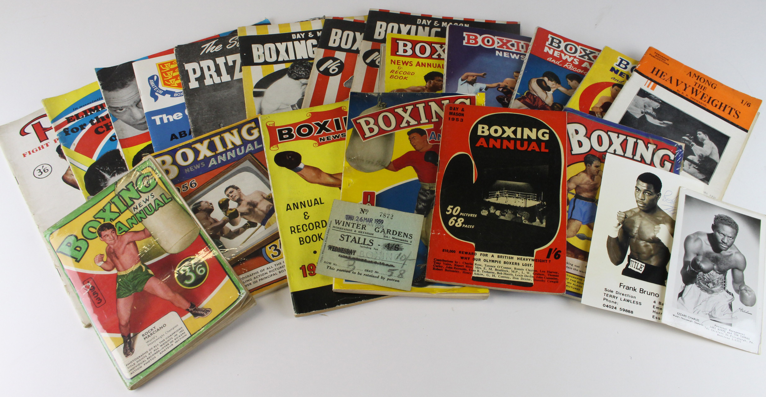 Boxing - box of various material from 1950's onwards including programmes, Boxing News Annuals,