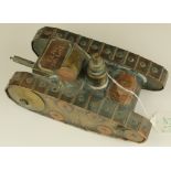 An outstanding & well made trench art model of a WW1 Tank made into an oil lamp. Construction of