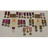 WW2 medals - all original, 1939-45 Star x6, F & G Star x2, Atlantic Star, Burma Star, Italy Star x3,