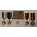 WW2 Naval Group with box of Issue: 1939-45 Star, Atlantic Star, Burma Star with Pacific bar, War