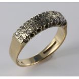 9ct Gold Ring pave set with small Diamonds size M weight 3.0 grams