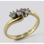 18ct Gold 3 Stone Diamond Ring 0.33ct weight size M weight 3.9g