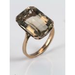 Yellow Metal (tests as 9ct) Ring with a large Rectangular Citrine size N weight 5.2 grams