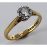 18ct Gold/Plat. Solitaire Diamond Ring approx 0.50ct weight size M weight 3.0 grams