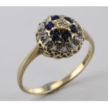 9ct Gold Sapphire and CZ set Ring size N weight 2.2 grams