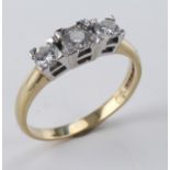 9ct Gold Ladies 3 stone Diamond Ring 0.50ct weight size M weight 2.3g