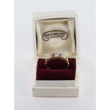 18ct Gold Ring set with Opals and Diamonds size N weight 3.1 grams