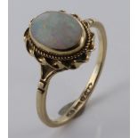 9ct Gold Opal set Ring size L weight 1.9 grams