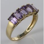 9ct Gold QVC Amethyst set Ring size V weight 3.3 grams