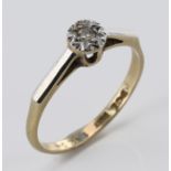 9ct Gold Solitaire Diamond Ring size N weight 2.0 grams