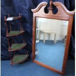 Large mahogany mirror and a a four tier mahogany whatnot (buyer collects)