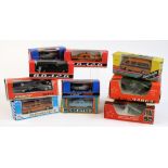 Ten boxed Russian (USSR) diecast toy cars and planes, including Moskvitch, Yanka, Volga, etc.