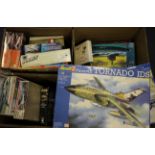 Model kits. Twenty-three boxed Revell kits, mostly aircraft, train & ship related, contents