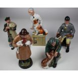 Royal Doulton figurines. A collection of five Royal Doulton figurines, comprising, Thanks Doc (H.