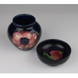 Small Moorcroft vase, with floral decoration, vase height 7.4cm approx., together with a Moorcroft
