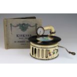 German tinplate toy gramophone (Wee MacGregor), with transfer printed decoration to sides, winding