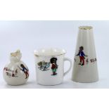 "Mr. Golliwog & Teddy Bear", two crested pieces of Swan china and a small child's cup