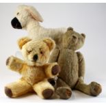 Two Teddy Bears and a goat, one early 19th century, sold as seen