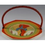 Clarice Cliff Bizarre Fantasque Octagonal plate, circa 1930s, 'Windbells' pattern, diameter 21.8cm