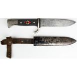 German Nazi Hitler Youth Dagger with scabbard, blade shortened, maker marked 'Grawiso Solingen'.