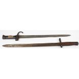 Bayonets without scabbards. 1) Berthier WW1 Model 1992 with hooked quillon. 2) Spanish Model 1893