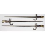 French Epee bayonets, all without scabbards (3)