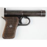 Air Pistol, barrel engraved 'D.R.G.M. Tell II. DRP'. Handle stamped 'F.C.B.'.