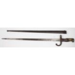 French Epee Bayonet with Scabbard, blade dated 1880