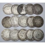 GB Halfcrowns (15) 1894 to 1926 various, mixed grade from circulation.