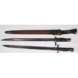 British WW1 Bayonets. 1) A P'07 heavily rusted, no scabbard. 2) A P'17 with U.S markings. Scabbard