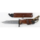 Bayonet with scabbard, blade unmarked, handle marked '31/1' and '380', with small leather frog