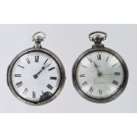 Silver pair case pocket watch, both cases hallmarked London 1807, the signed dial by Richard