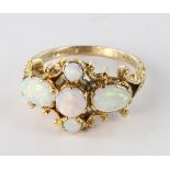 9ct Gold Ring set with 5 large Opals size N weight 4.3 grams