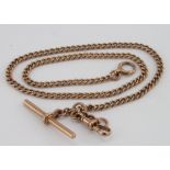 Hallmarked 9ct Gold pocket watch chain with "T" Bar, length approx. 39.5cm and weighing 17.3g